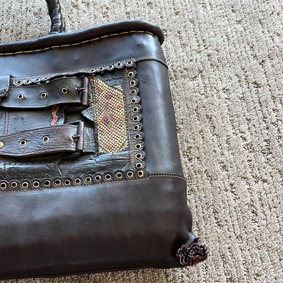 Folk Art Leather Vintage Butcher’s Bag Dated 1895 - Picture 4 of 16